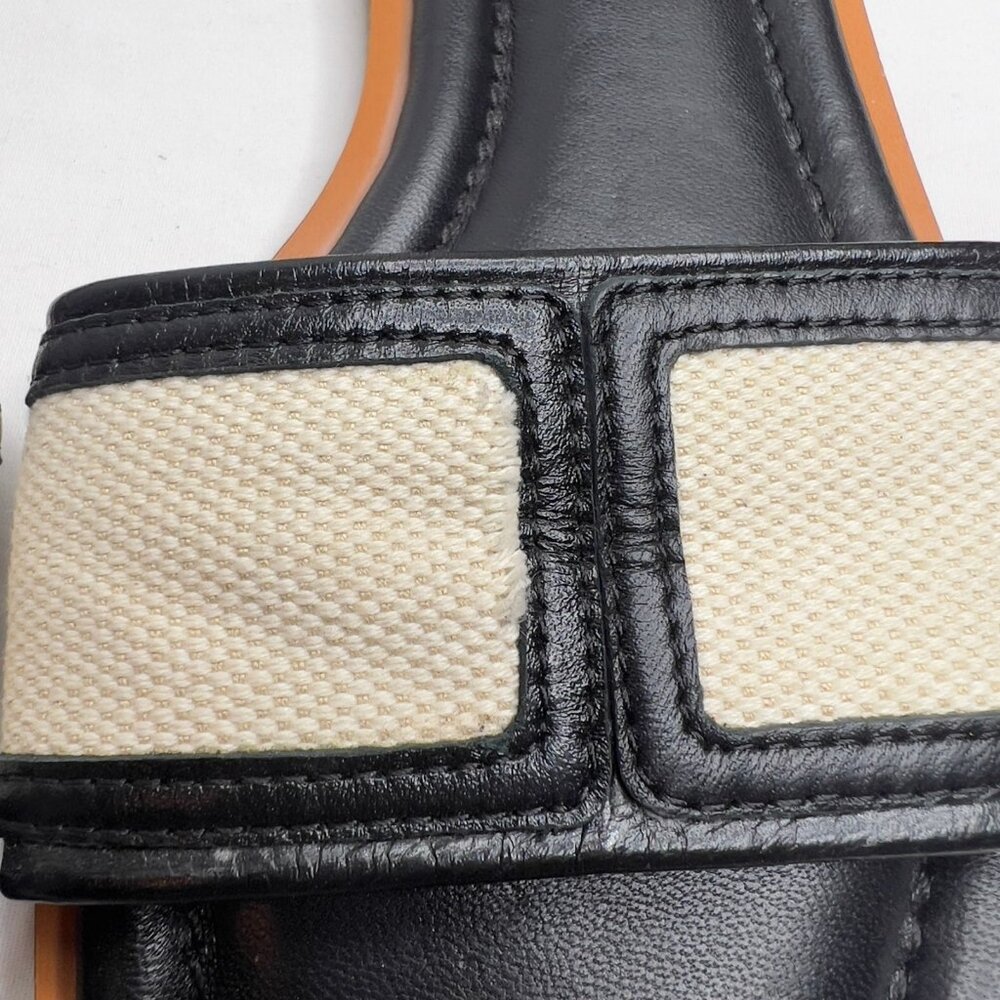 J.Crew Slide Sandals in Canvas and leather black Size 6 BH411 - Picture 2 of 8
